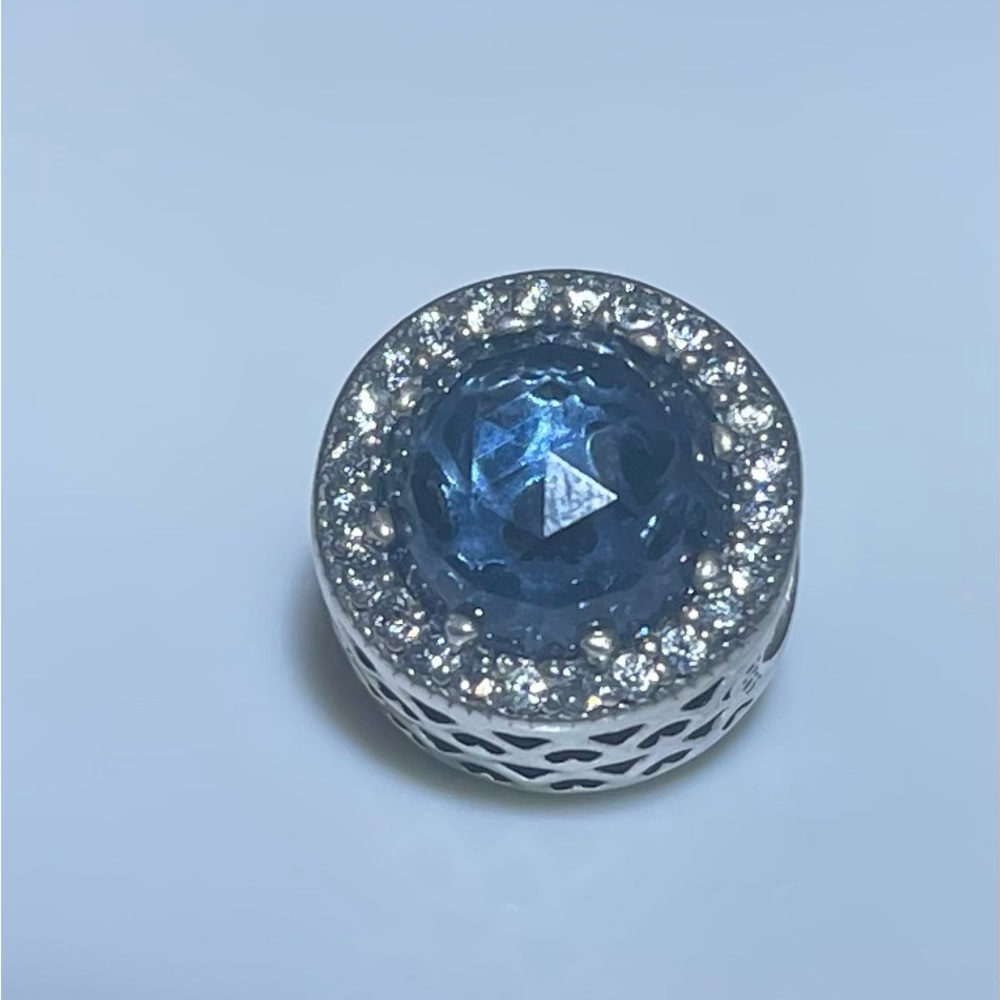 Authentic Pandora Silver Charm Radiant Hearts Moonlight Blue Bead 791725NMB